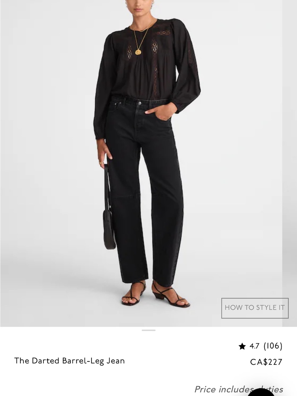 Madewell Darted Barrel-Leg Jeans in navy
